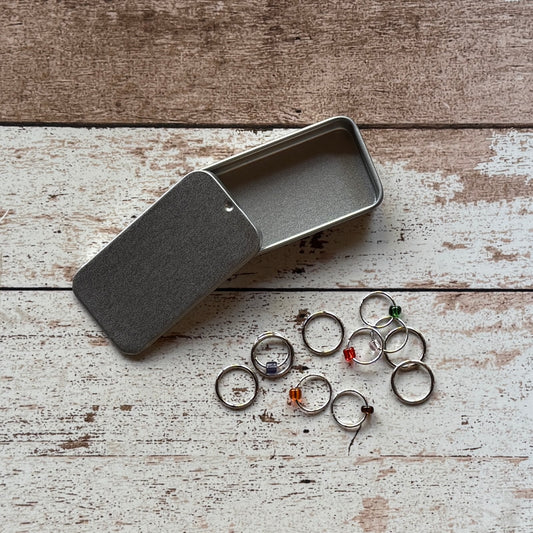 Beaded Stitch Markers in Tin